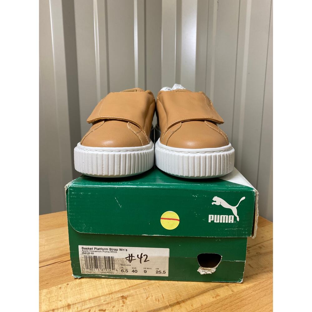 Puma Basket Platform Strap Women’s Apple Cinnamon Tan Leather Size 9 New! - Picture 3 of 8